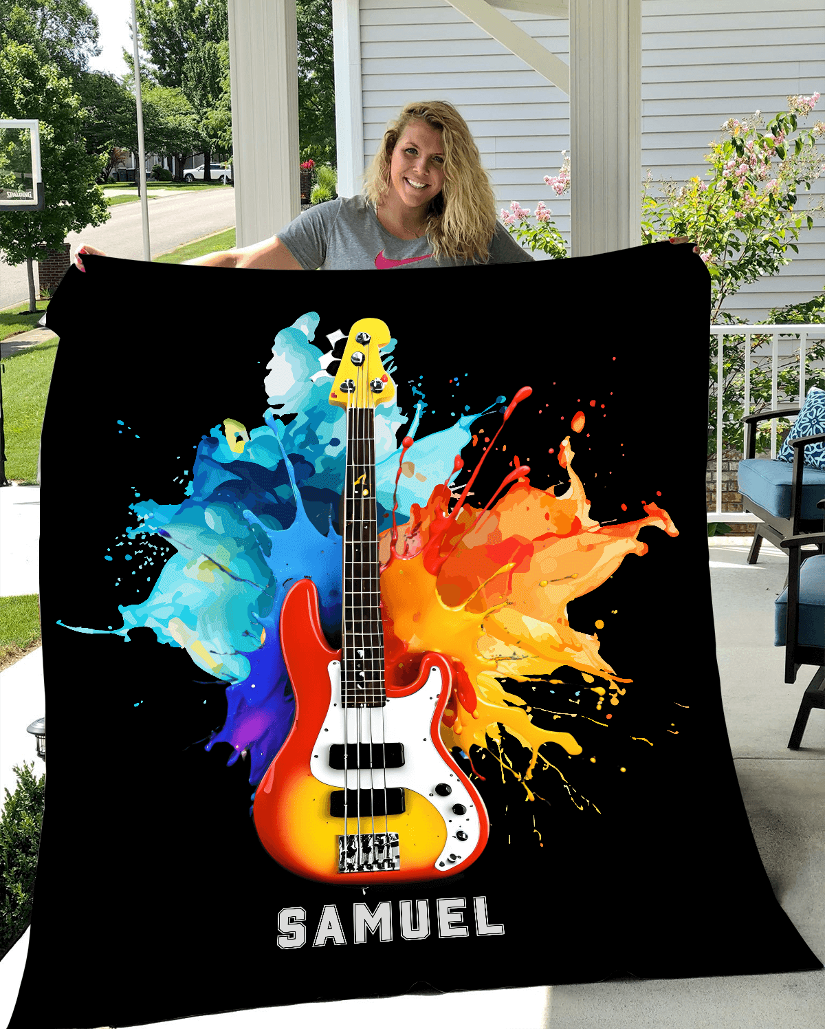 Personalized Bass Guitar Blanket