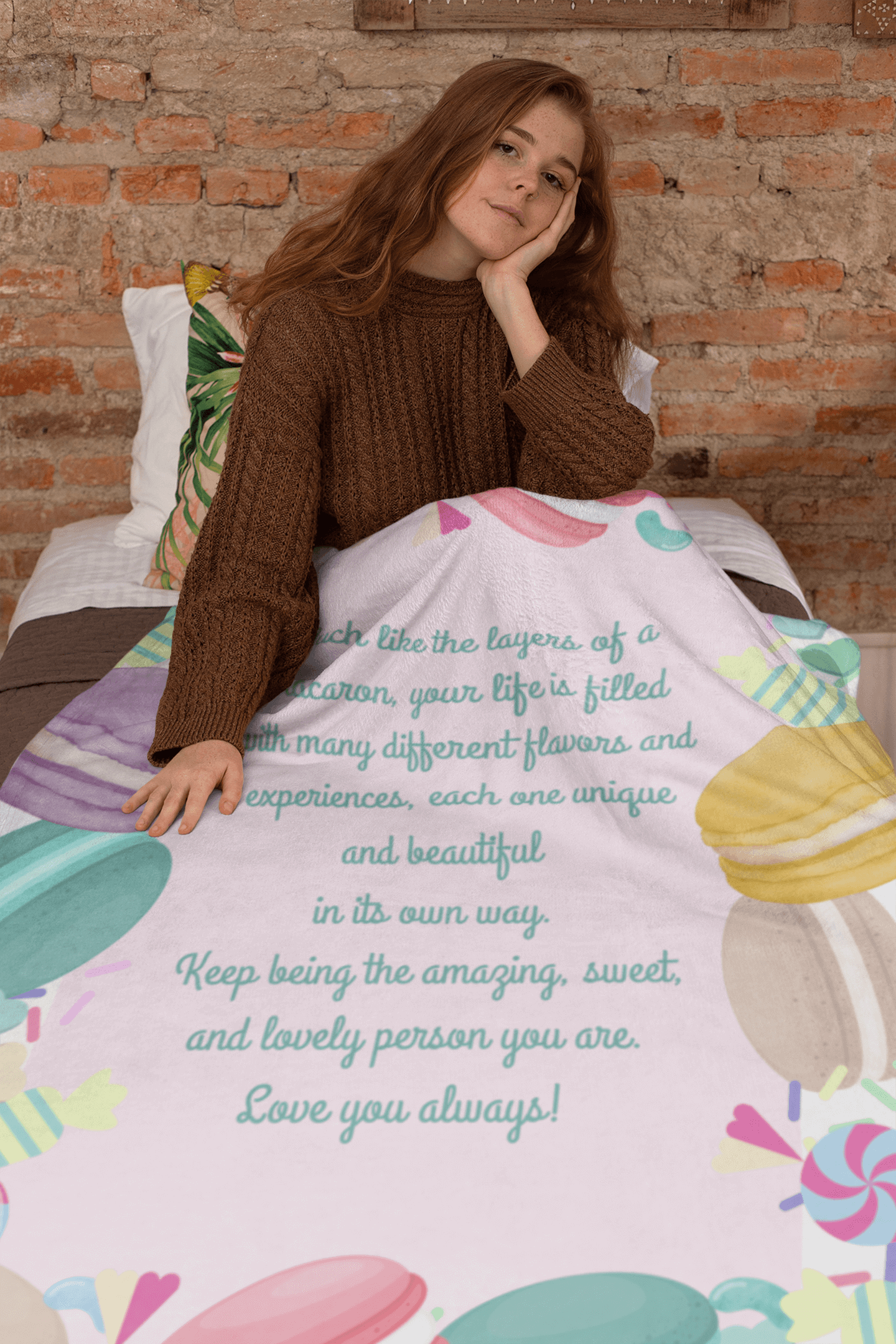 Personalized Macaron Sherpa Blanket - Indulgent Comfort |