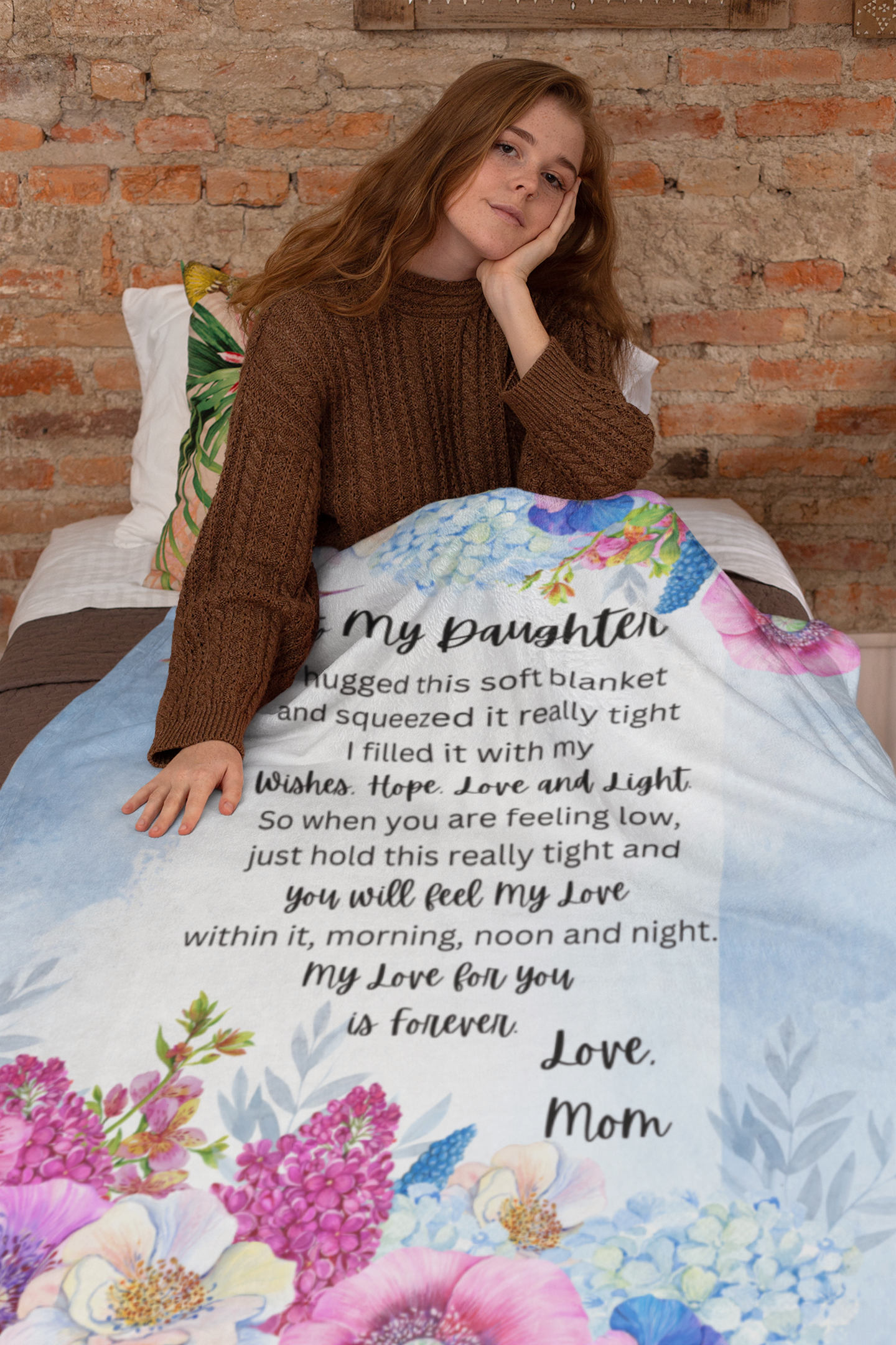 To My Daughter Bird and Flower Design Fleece Blanket |