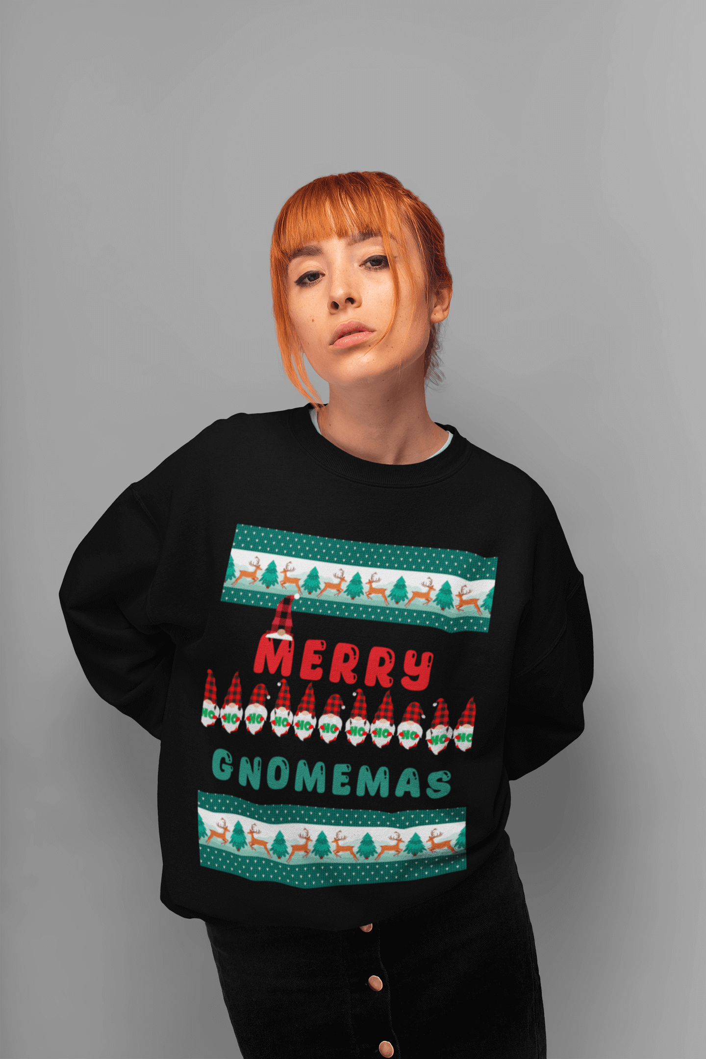 Merry Gnomemas Crewneck Pullover Sweatshirt | Ugly Christmas Sweater | Men, Pullover, Sweatshirts