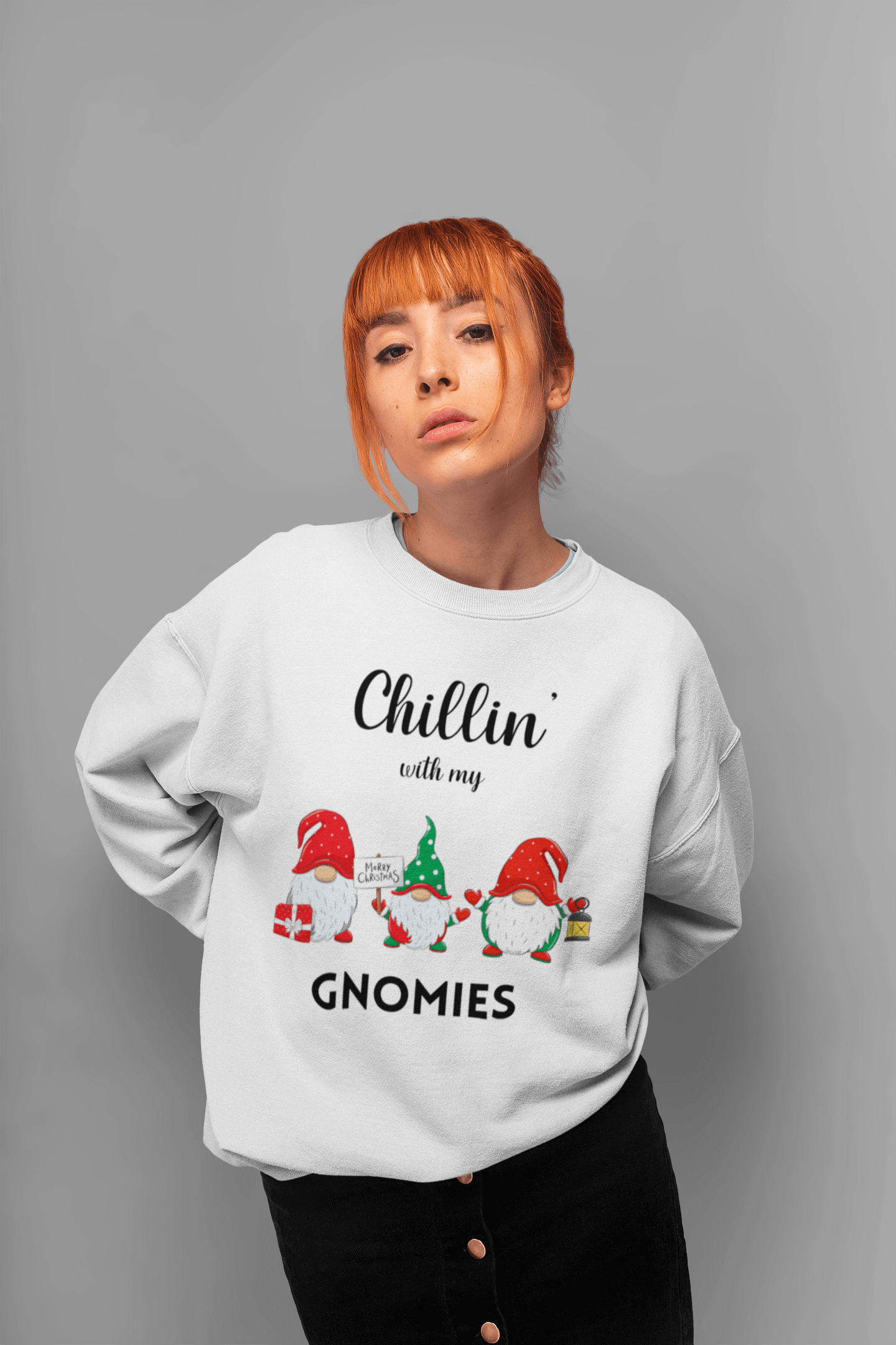 Chillin with my Gnomies Crewneck Sweatshirt/Hoodie | Ugly Christmas Sweater |