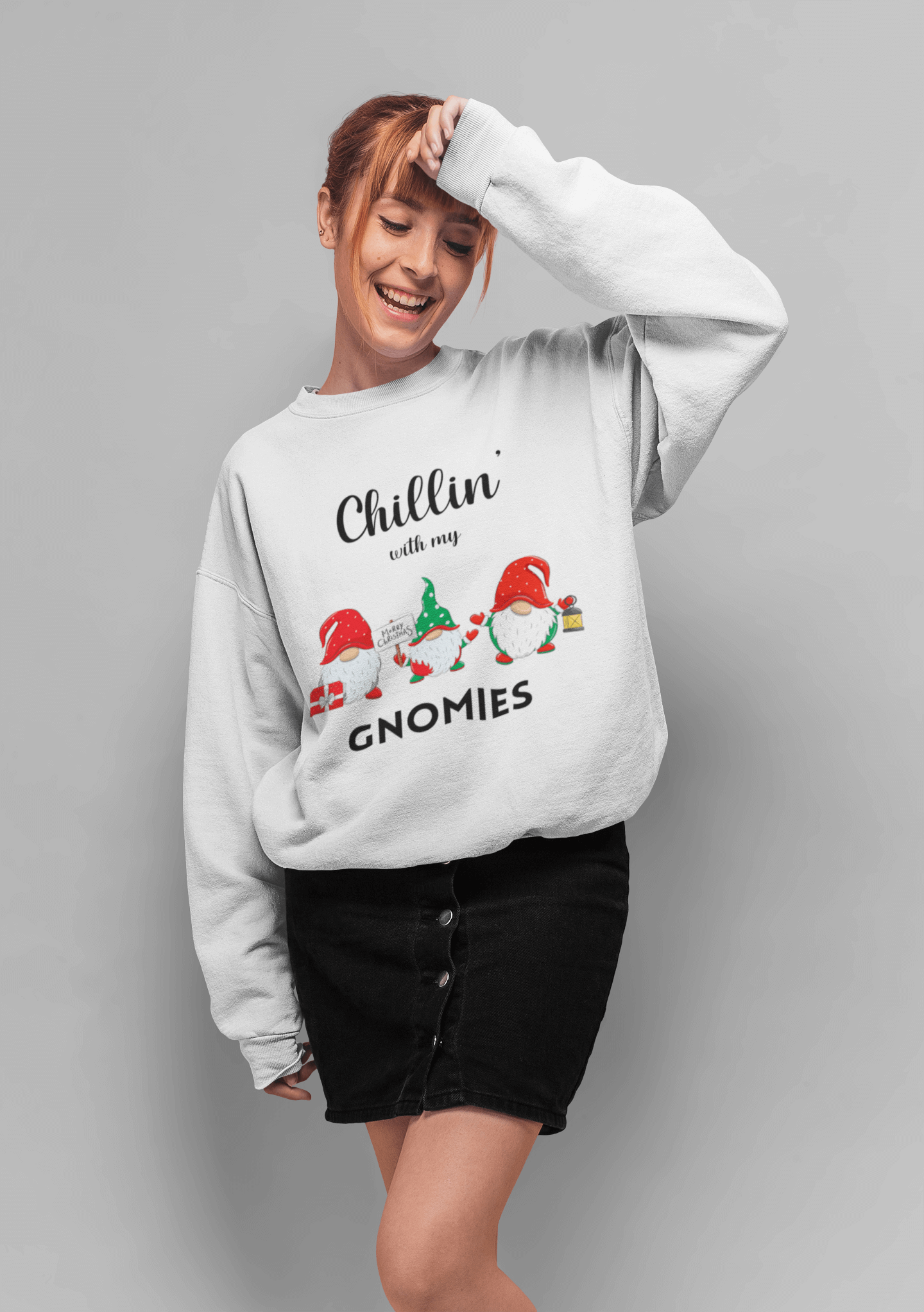 Chillin with my Gnomies Crewneck Sweatshirt/Hoodie | Ugly Christmas Sweater |