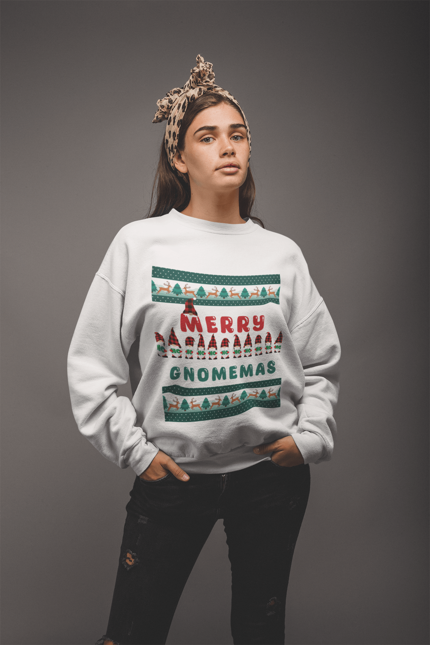 Merry Gnomemas Crewneck Pullover Sweatshirt | Ugly Christmas Sweater | Men, Pullover, Sweatshirts