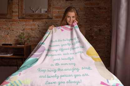 Personalized Macaron Sherpa Blanket - Indulgent Comfort |